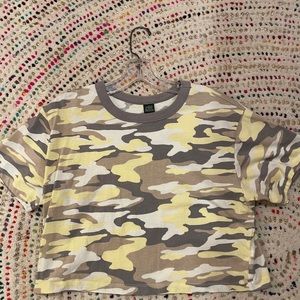 m yellow camo crop top